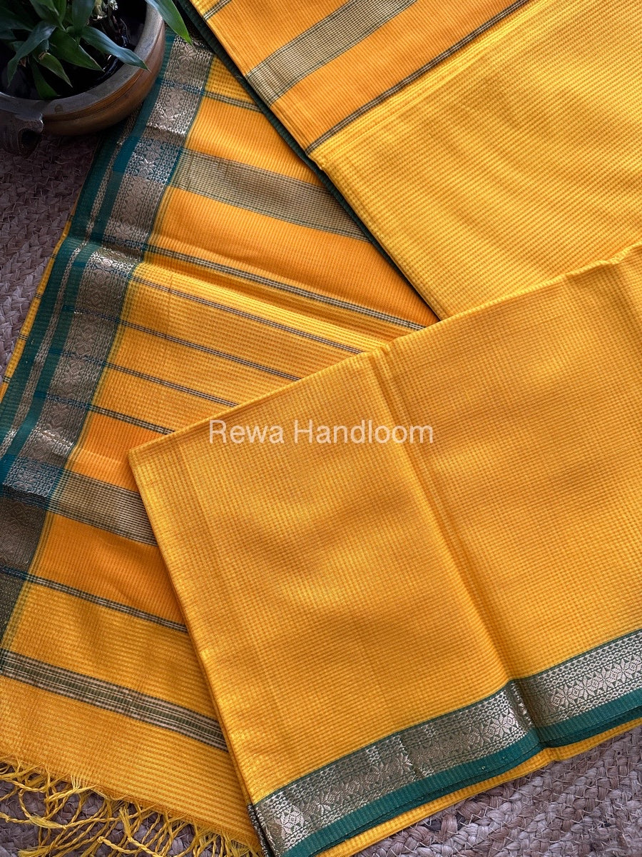 Maheshwari Yellow Garbha Reshami Silk Saree GS134