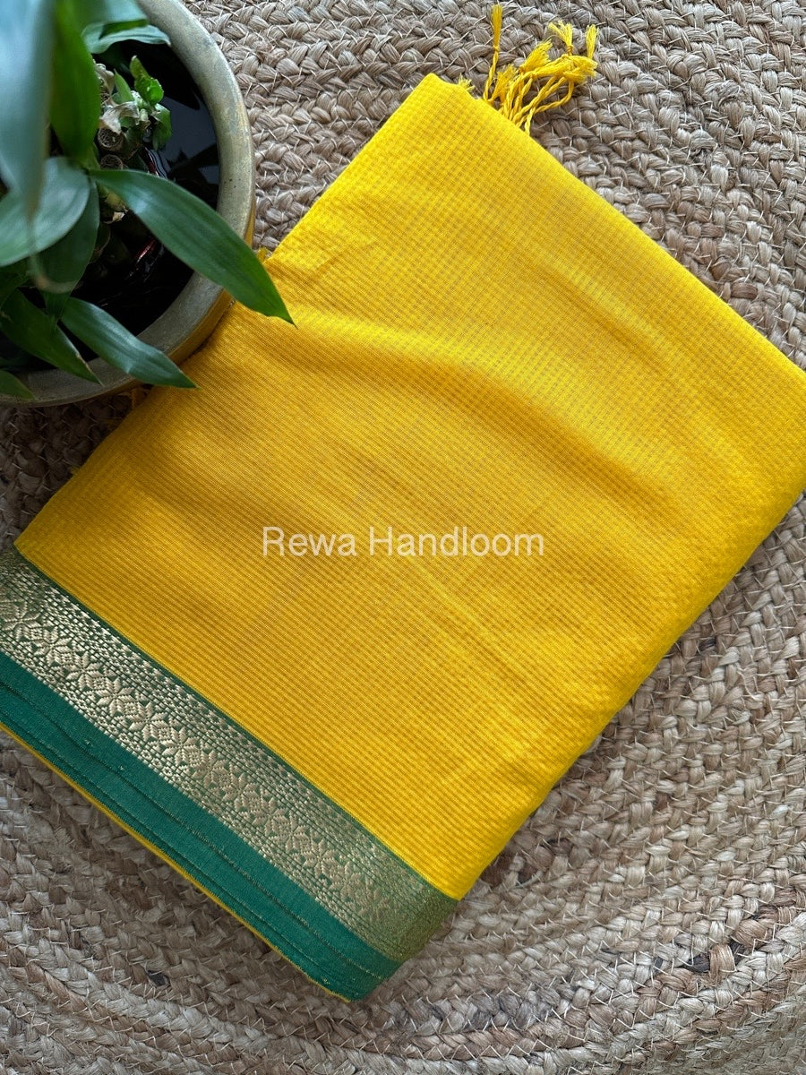 Maheshwari Yellow Garbha Reshami Silk Saree GS134