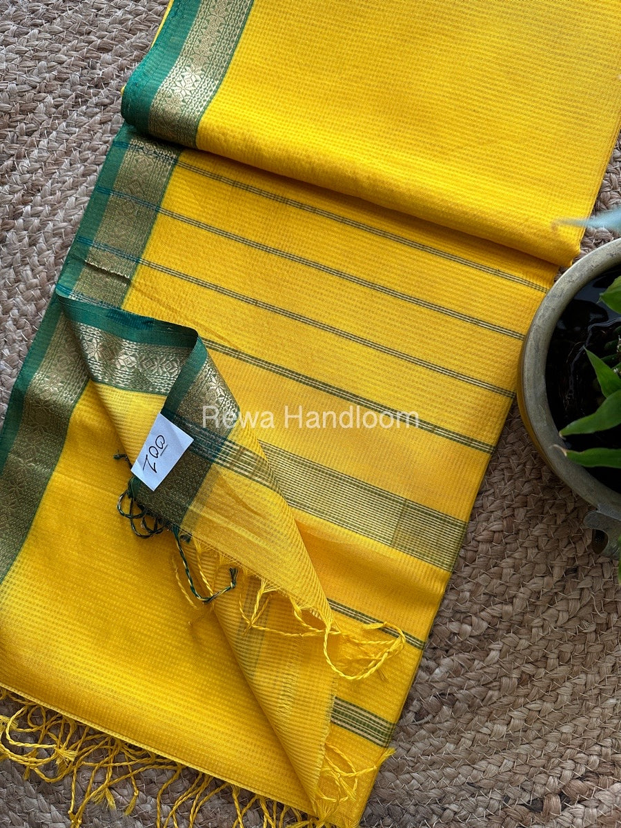 Maheshwari Yellow Garbha Reshami Silk Saree GS135