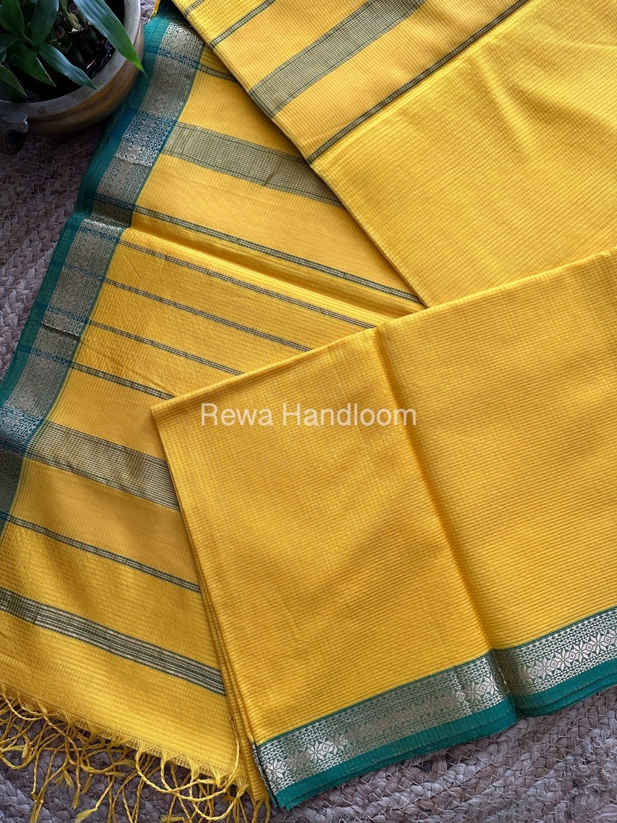 Maheshwari Yellow Garbha Reshami Silk Saree GS135