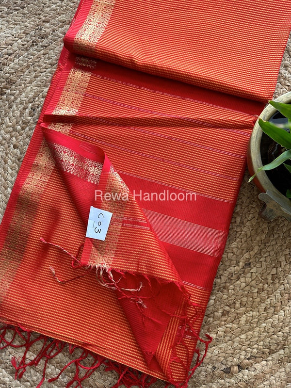 Maheshwari Orange Garbha Reshami Silk Saree GS121