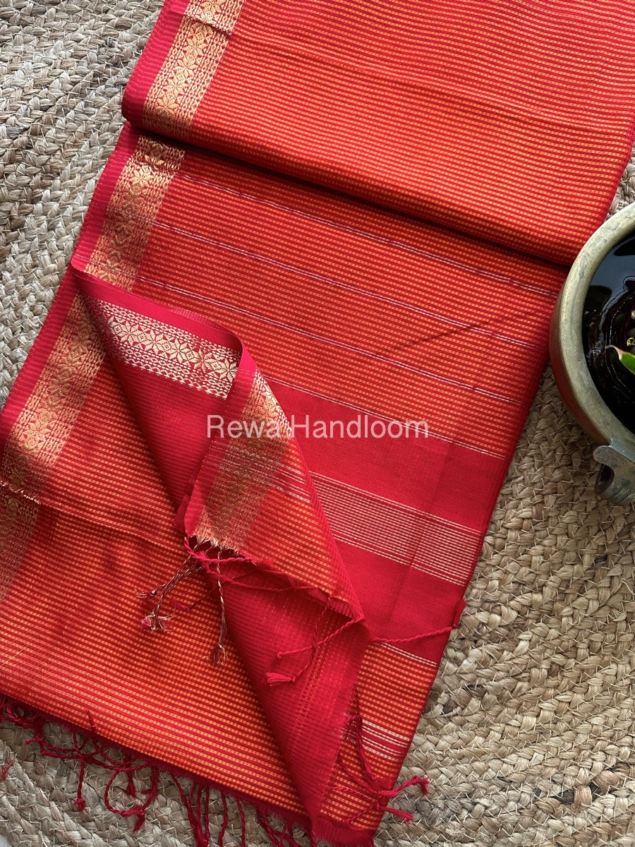 Maheshwari Orange Garbha Reshami Silk Saree GS138