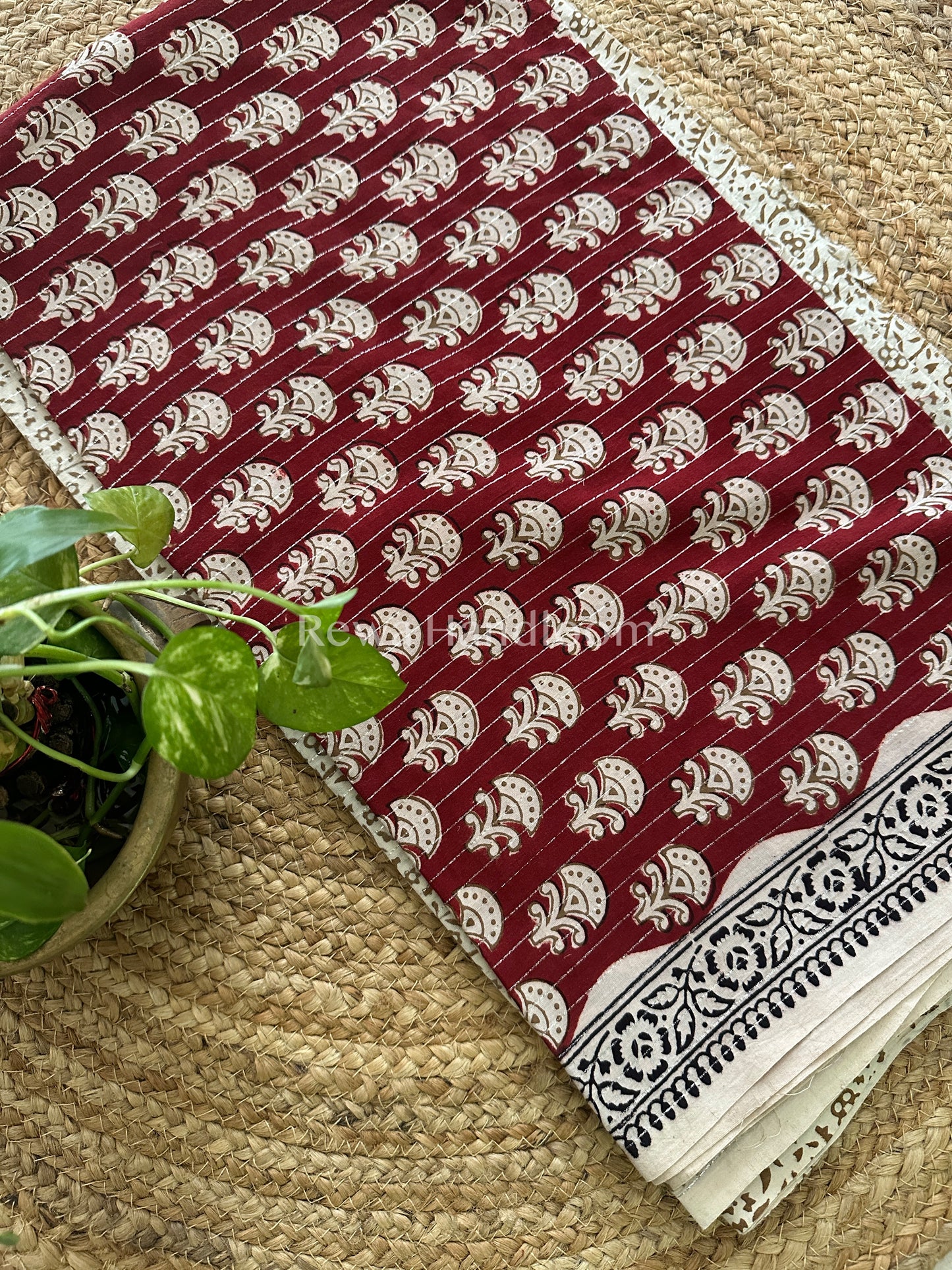 Red-White Bagh Print Cotton Suit-BCS35