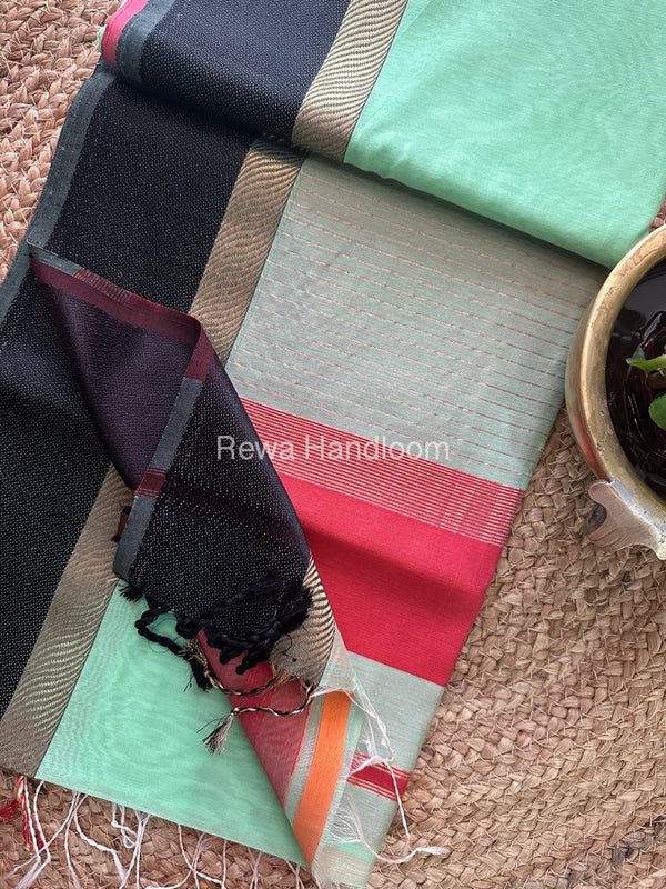 Green Ganga Jamuna Maheshwari Saree GJ03