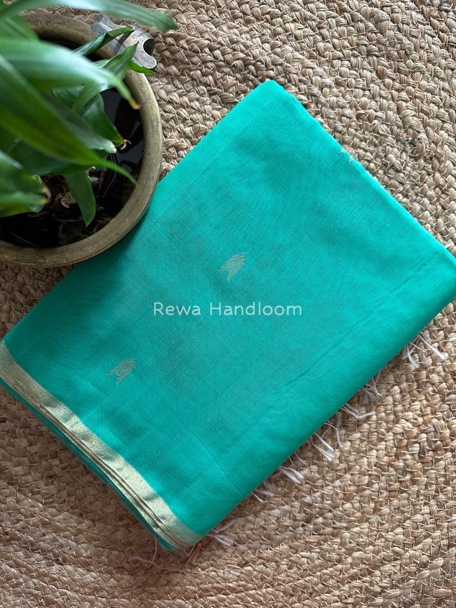 Sea Green Zari Butti Maheshwari Saree VBS06