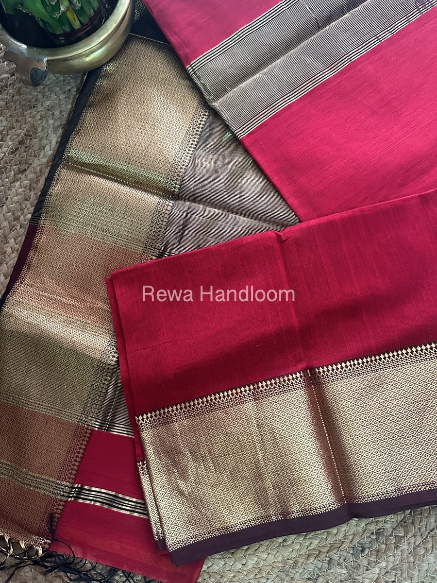 Maheshwari Maroon Zari Skirt Saree-ZS010