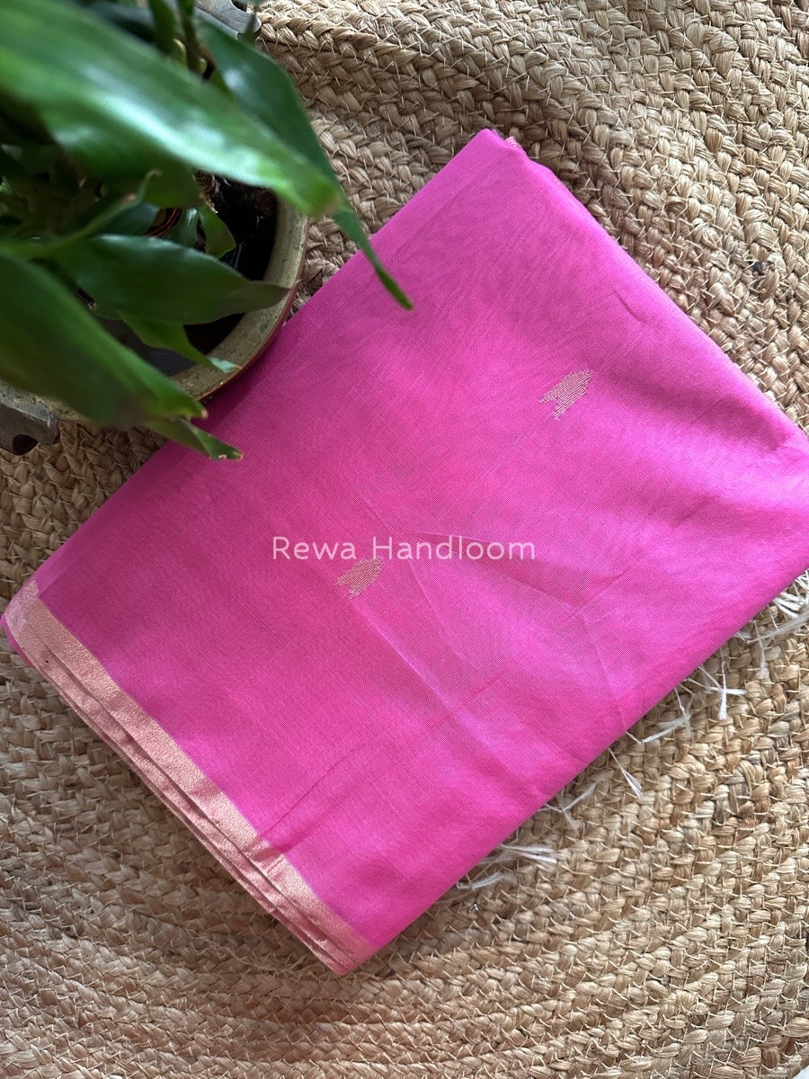 Pink Zari Butti Maheshwari Saree VBS011