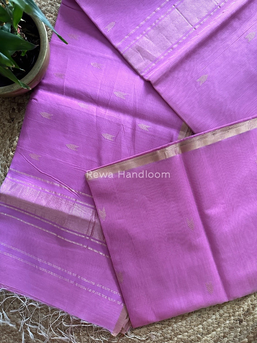 Lavender Zari Butti Maheshwari Saree VBS09
