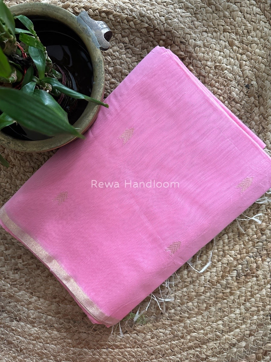 Baby Pink Zari Butti Maheshwari Saree VBS05