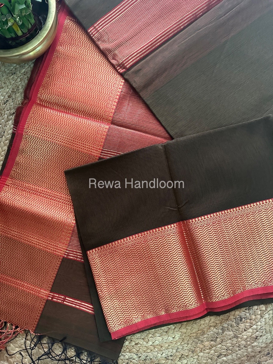 Maheshwari Brown Zari Skirt Saree ZS022