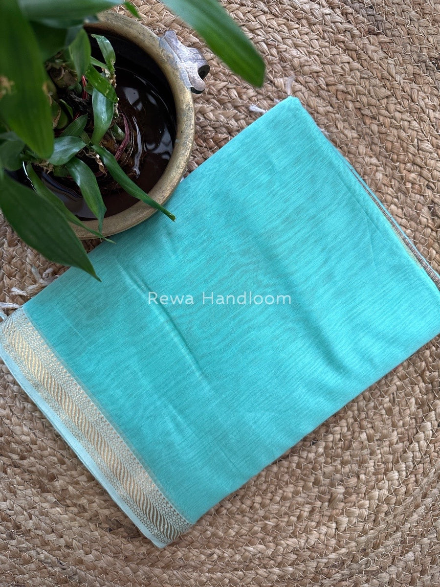 Maheshwari Aqua Green Gicha Weaving Saree GPS011