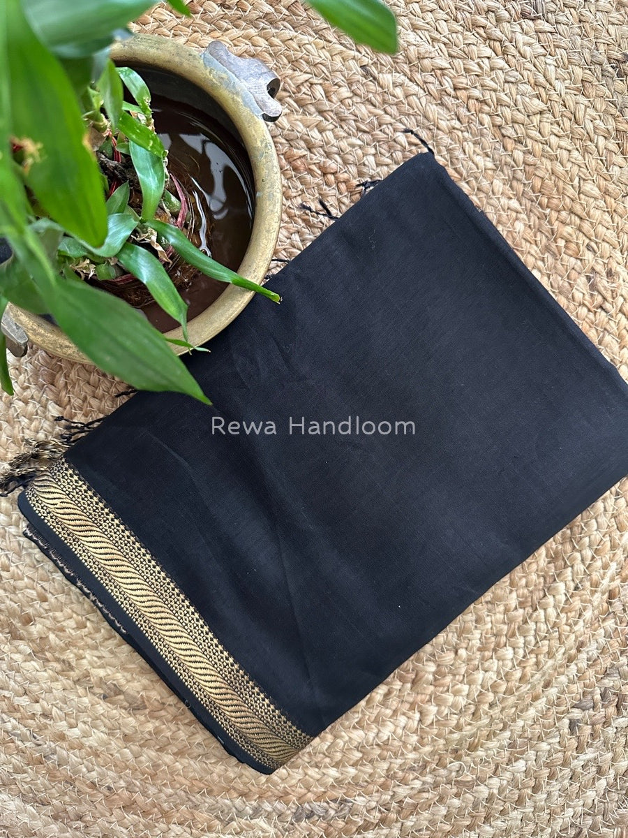 Maheshwari Black Gicha Weaving Saree GPS012