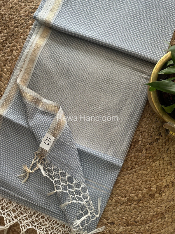 Maheshwari Grey Self Checks Saree CB02