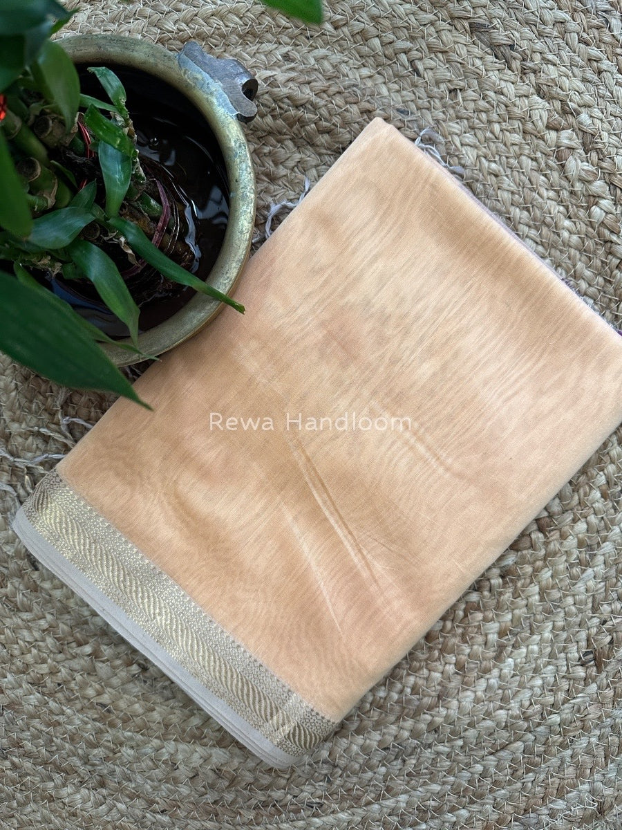 Maheshwari Peach Gicha Weaving Saree GPS010
