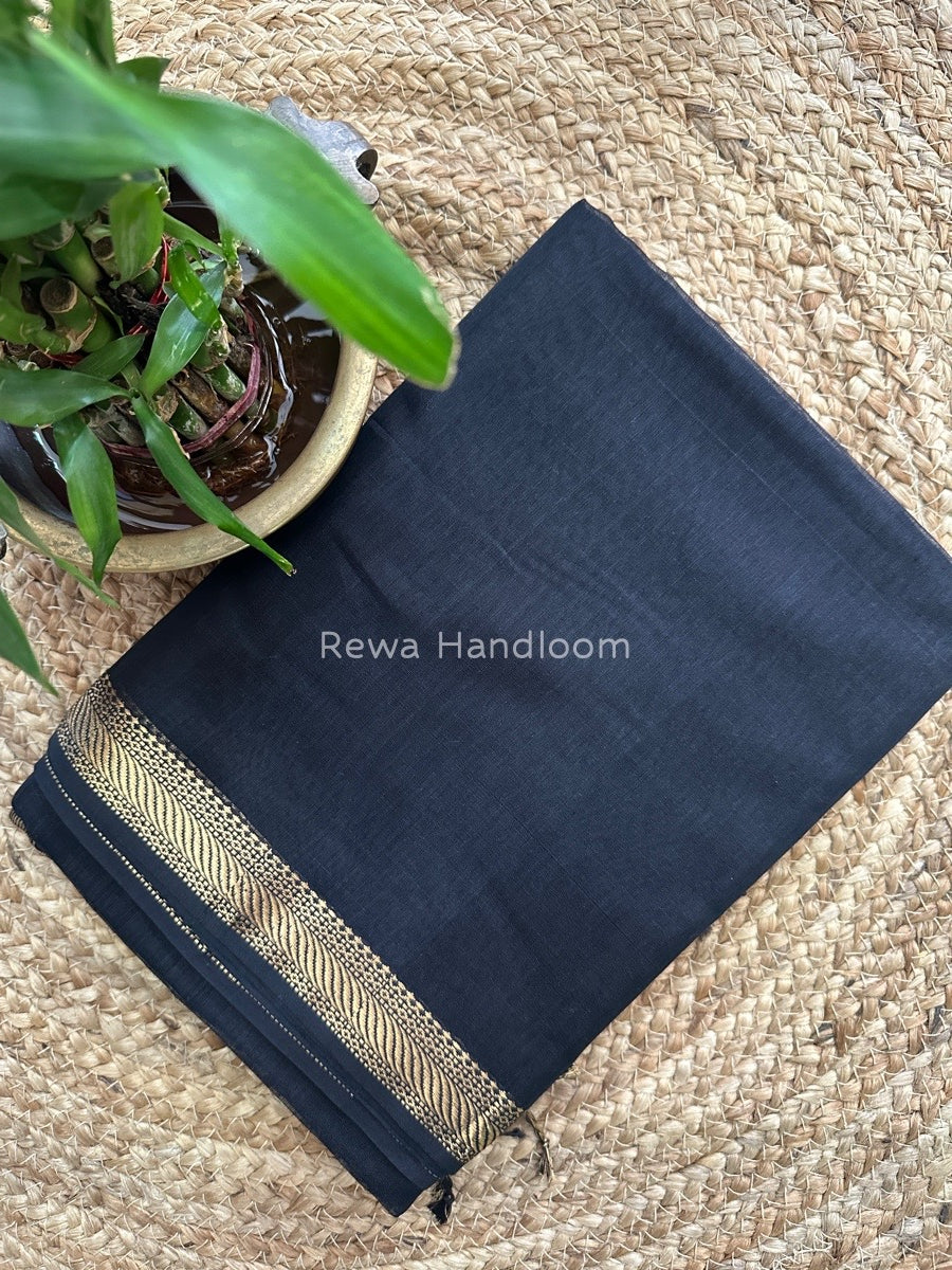 Maheshwari Black Gicha Weaving Saree GPS014