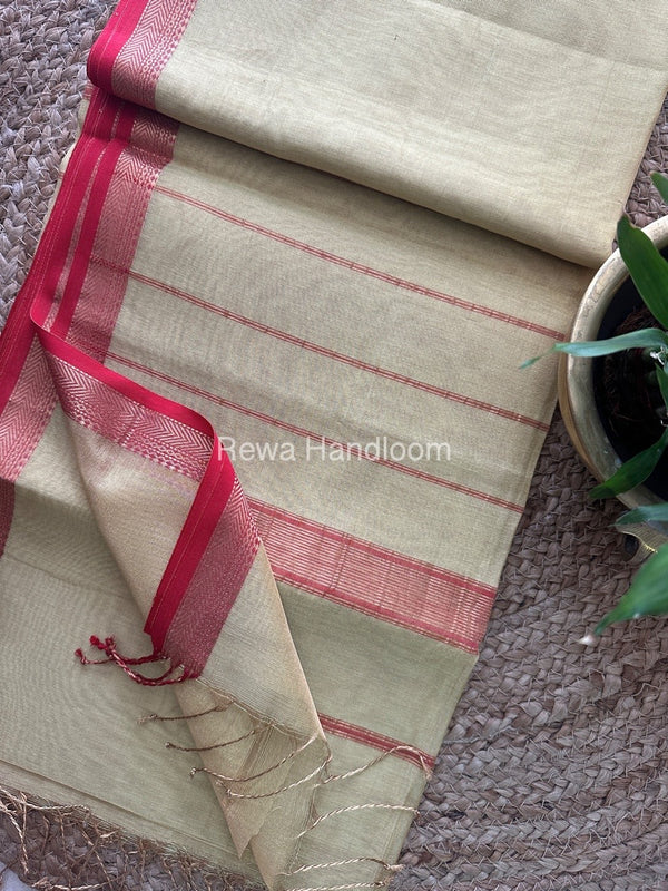 Maheshwari Pista Green Tissue Silk Saree TB06