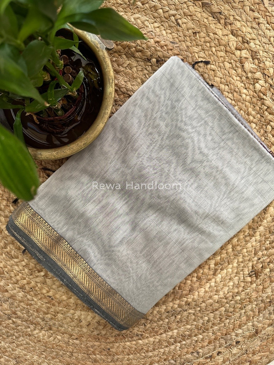 Maheshwari Grey Gicha Weaving Saree GPS018