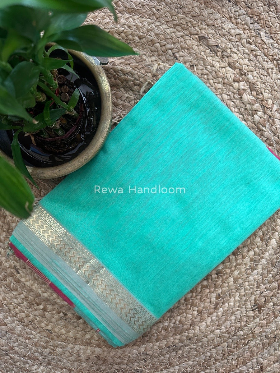 Maheshwari Sea Green Rasta Lehar Saree RL01