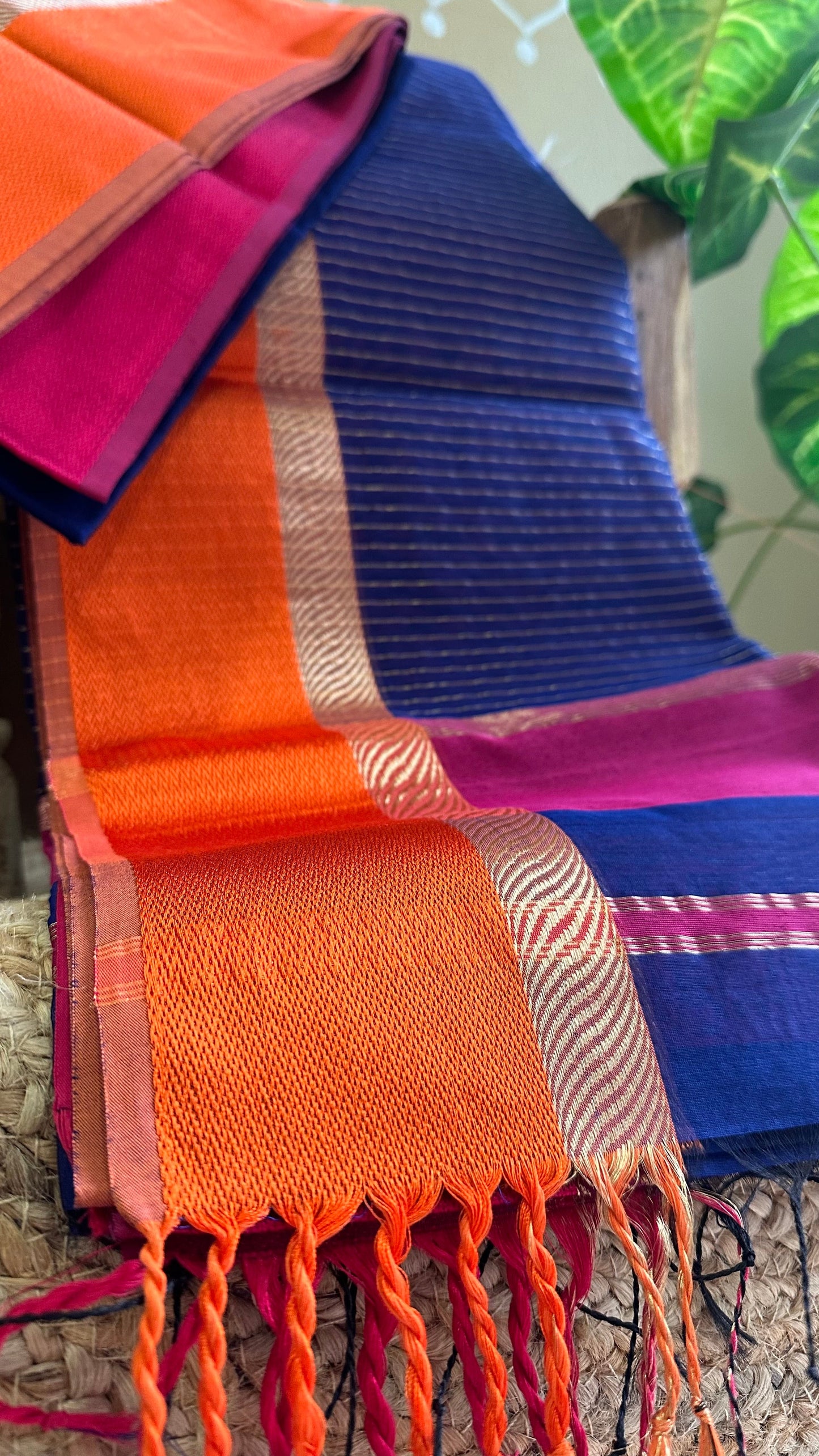 Royal Blue Ganga Jamuna Maheshwari Saree