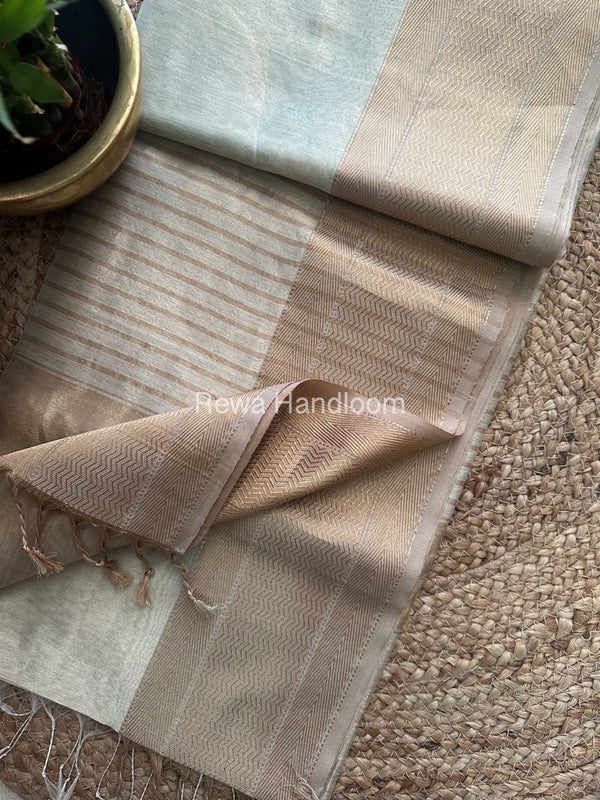 Maheshwari Light Pista Green Tissue Silk Saree FTS03