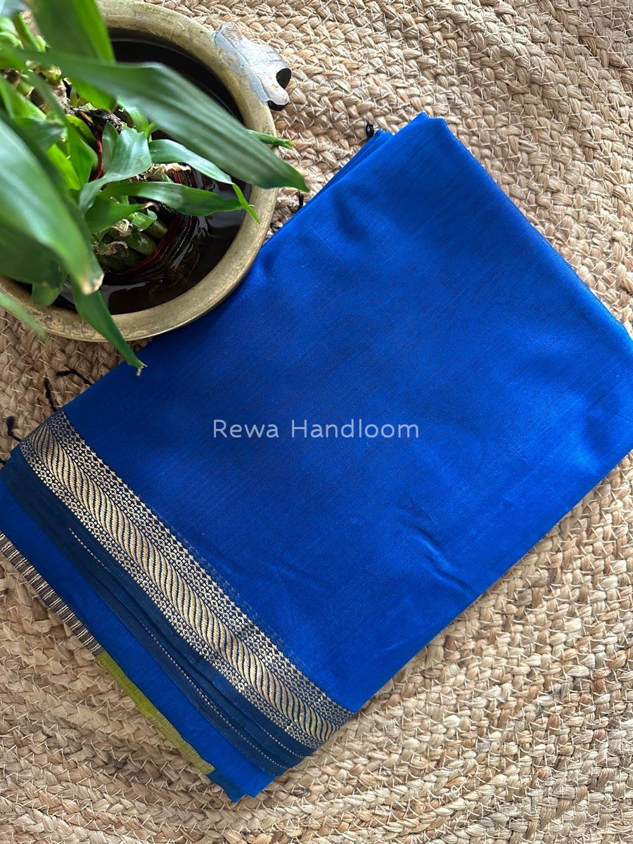 Maheshwari Deep Blue Gicha Weaving Saree GPS03