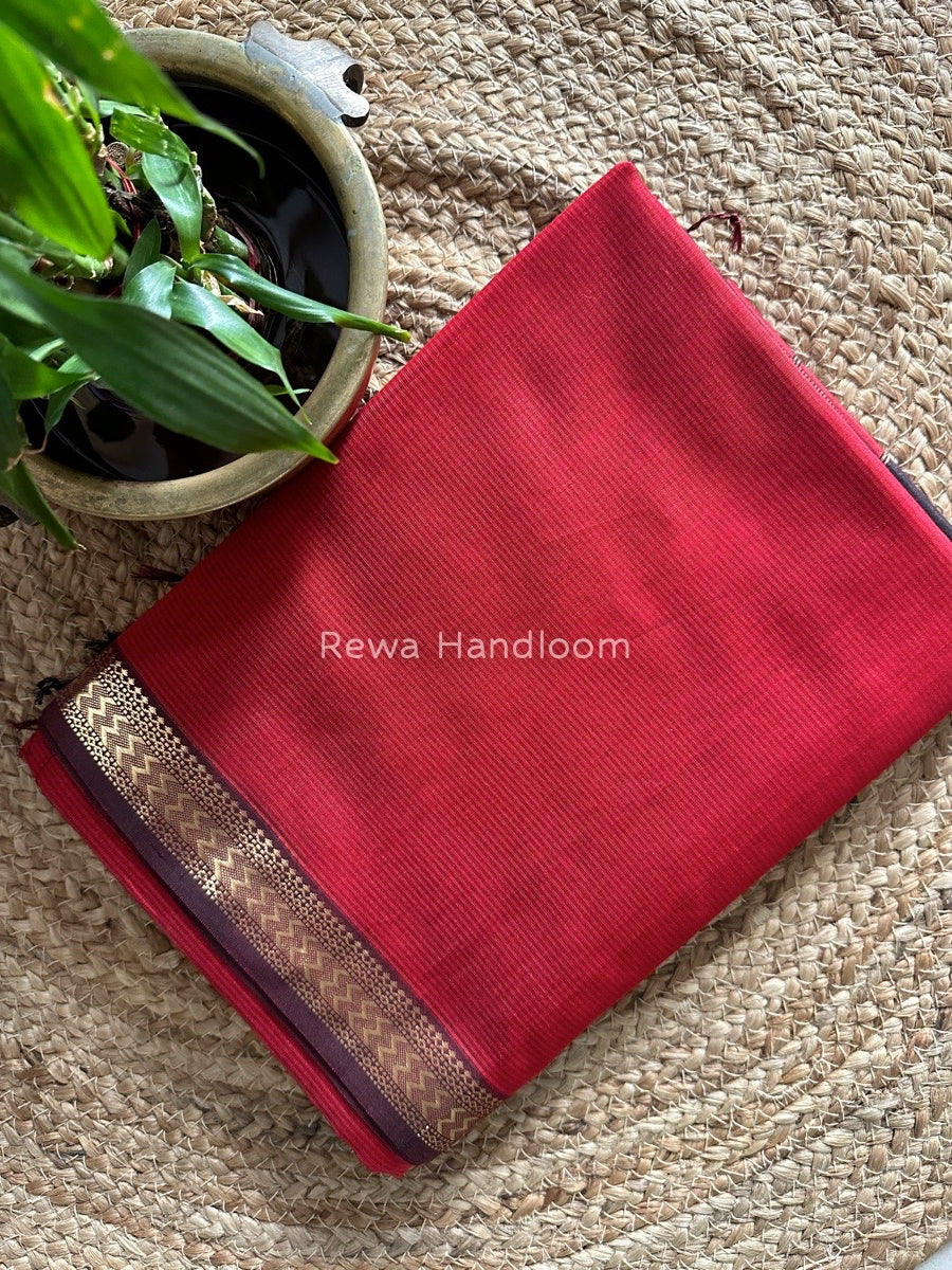 Maheshwari Red Rasta Lehar Saree RL04