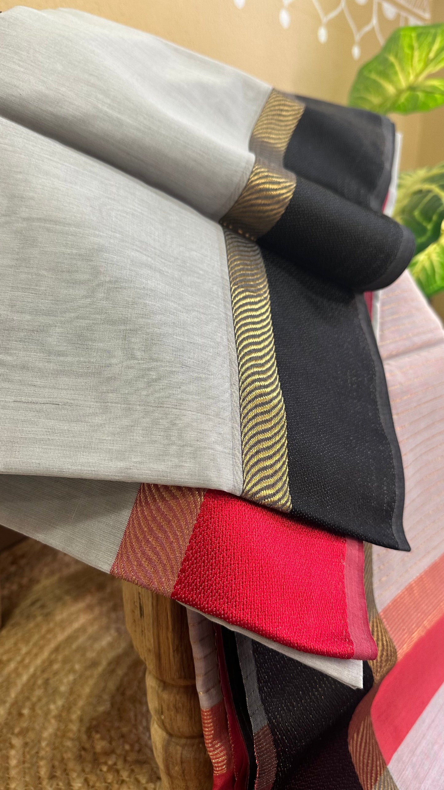 Grey Ganga Jamuna Maheshwari Saree