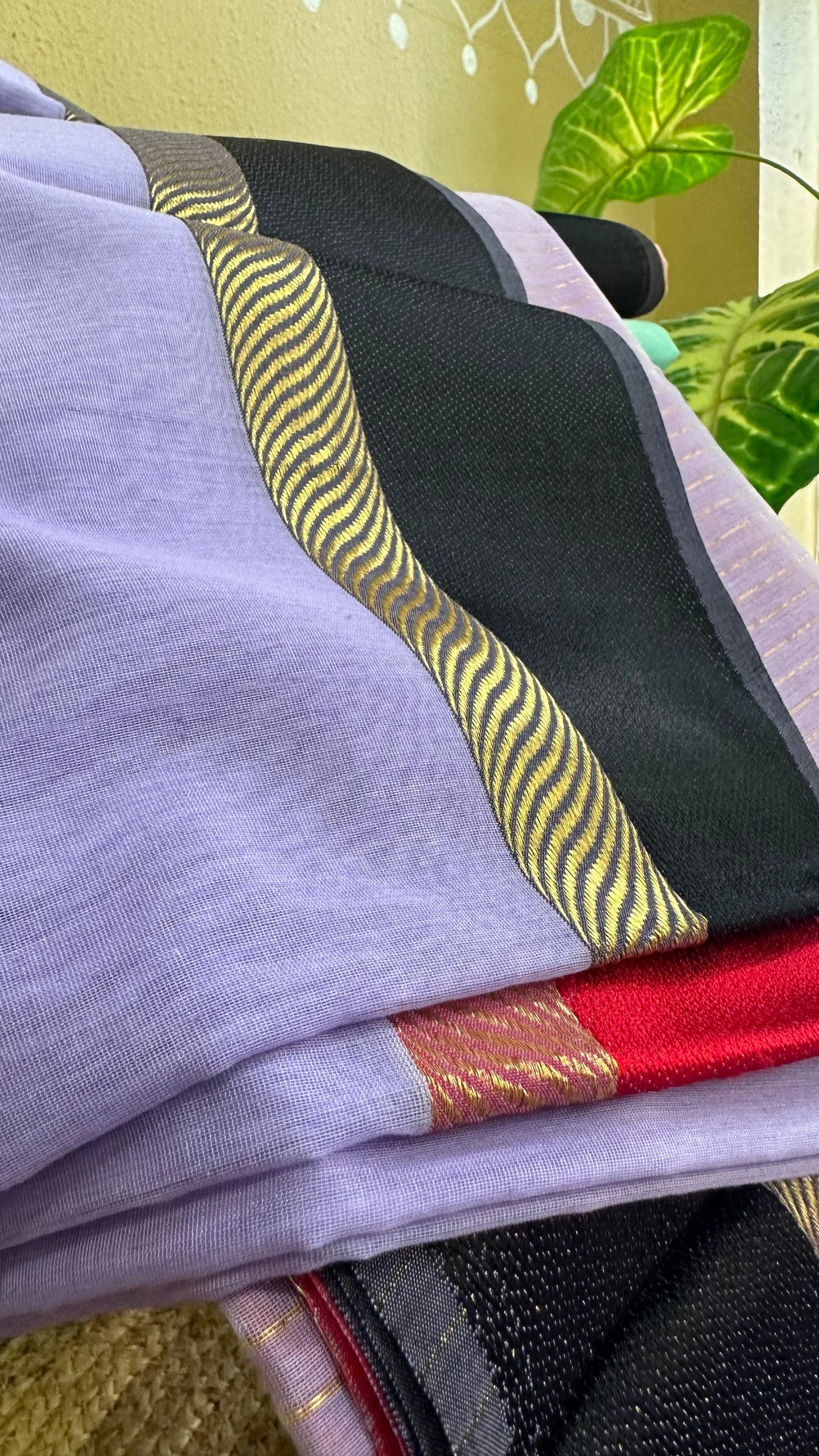 Lavender Ganga Jamuna Maheshwari Saree