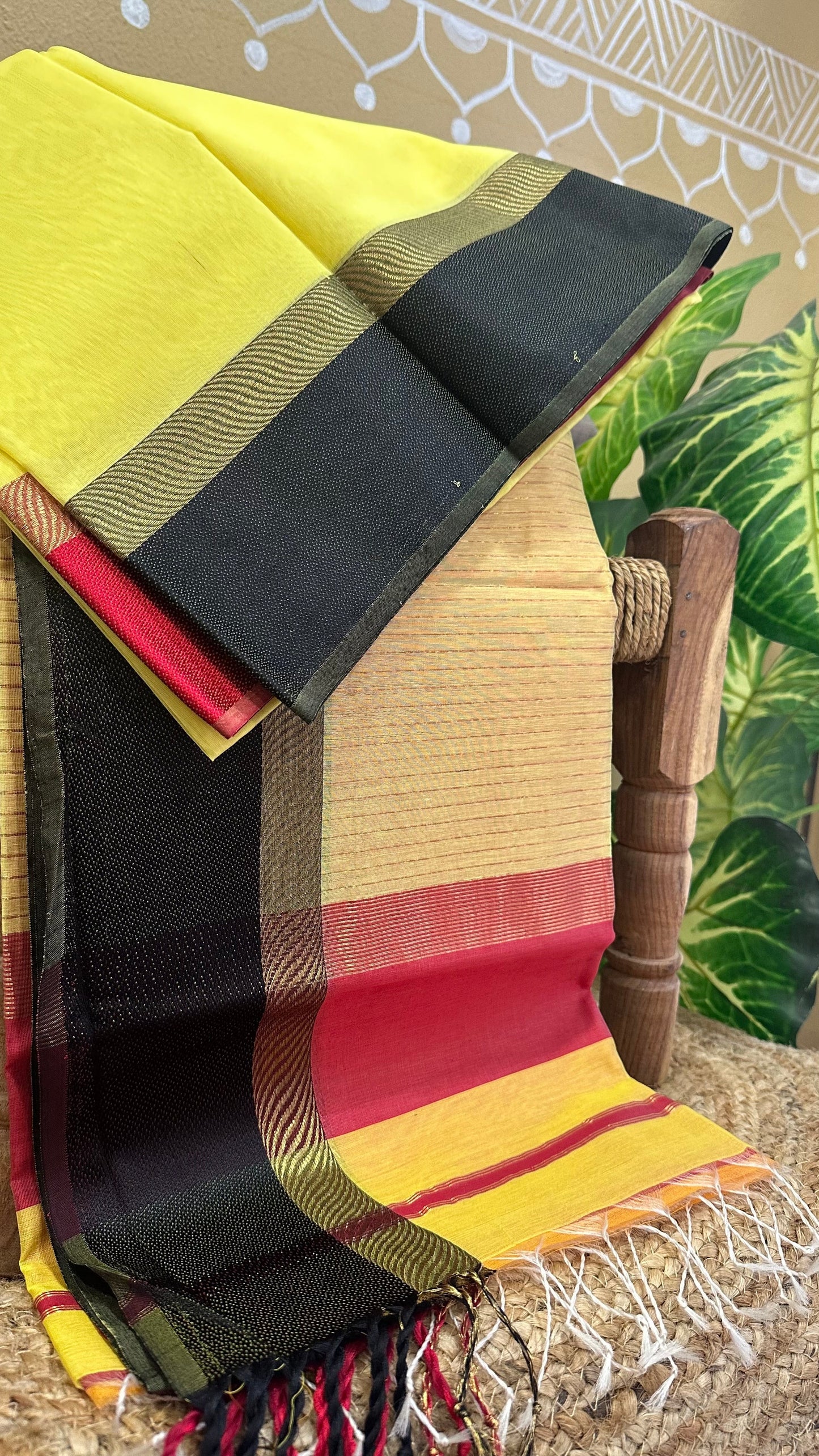 Yellow Ganga Jamuna Maheshwari Saree