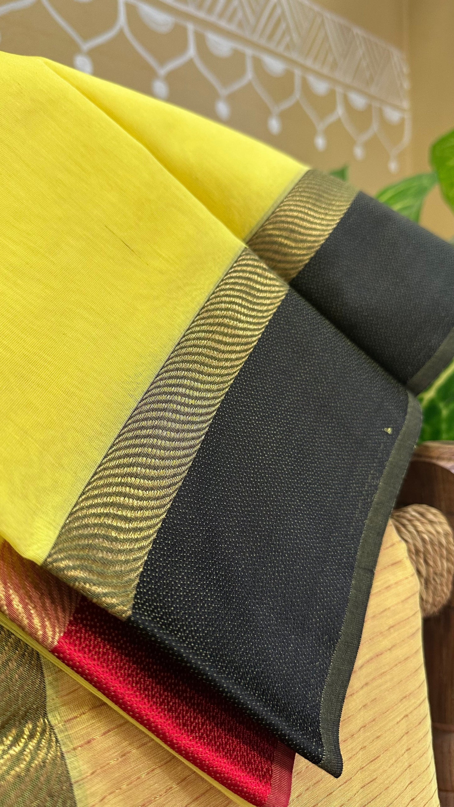 Yellow Ganga Jamuna Maheshwari Saree
