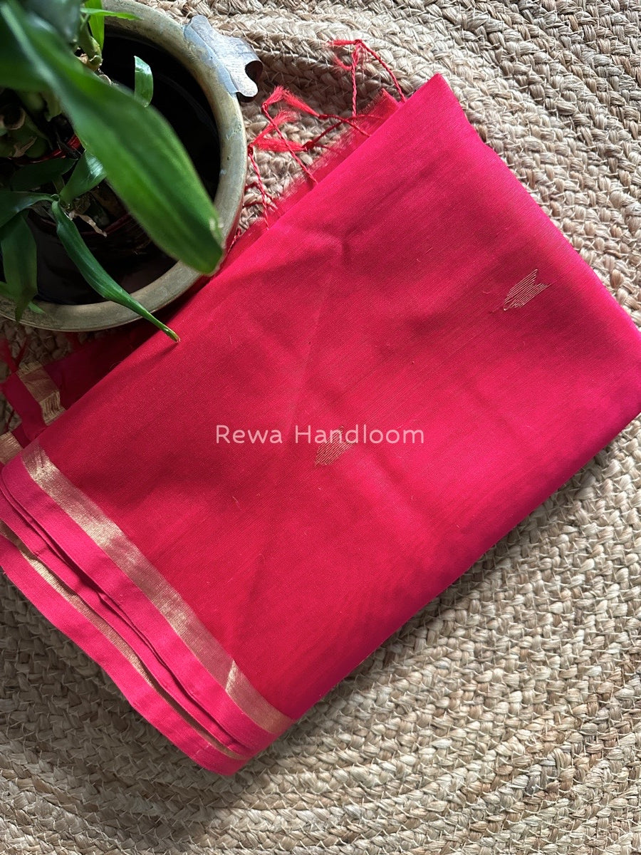Rani Pink Zari Butti Maheshwari Saree VBS016