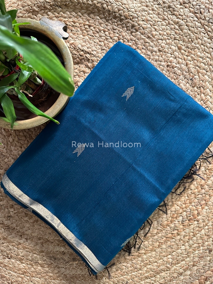 Rama Green Zari Butti Maheshwari Saree VBS015