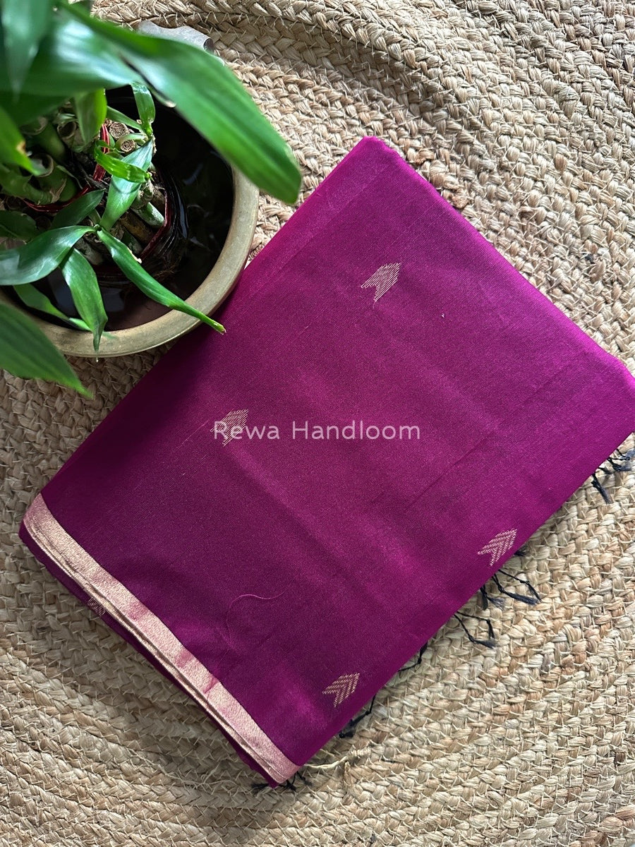 Magenta Zari Butti Maheshwari Saree VBS014