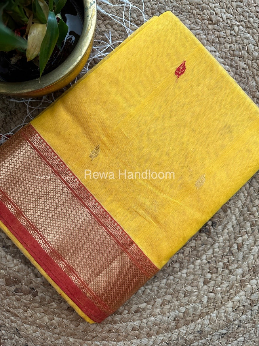 Butta Pallu Zari Border Maheshwari Saree