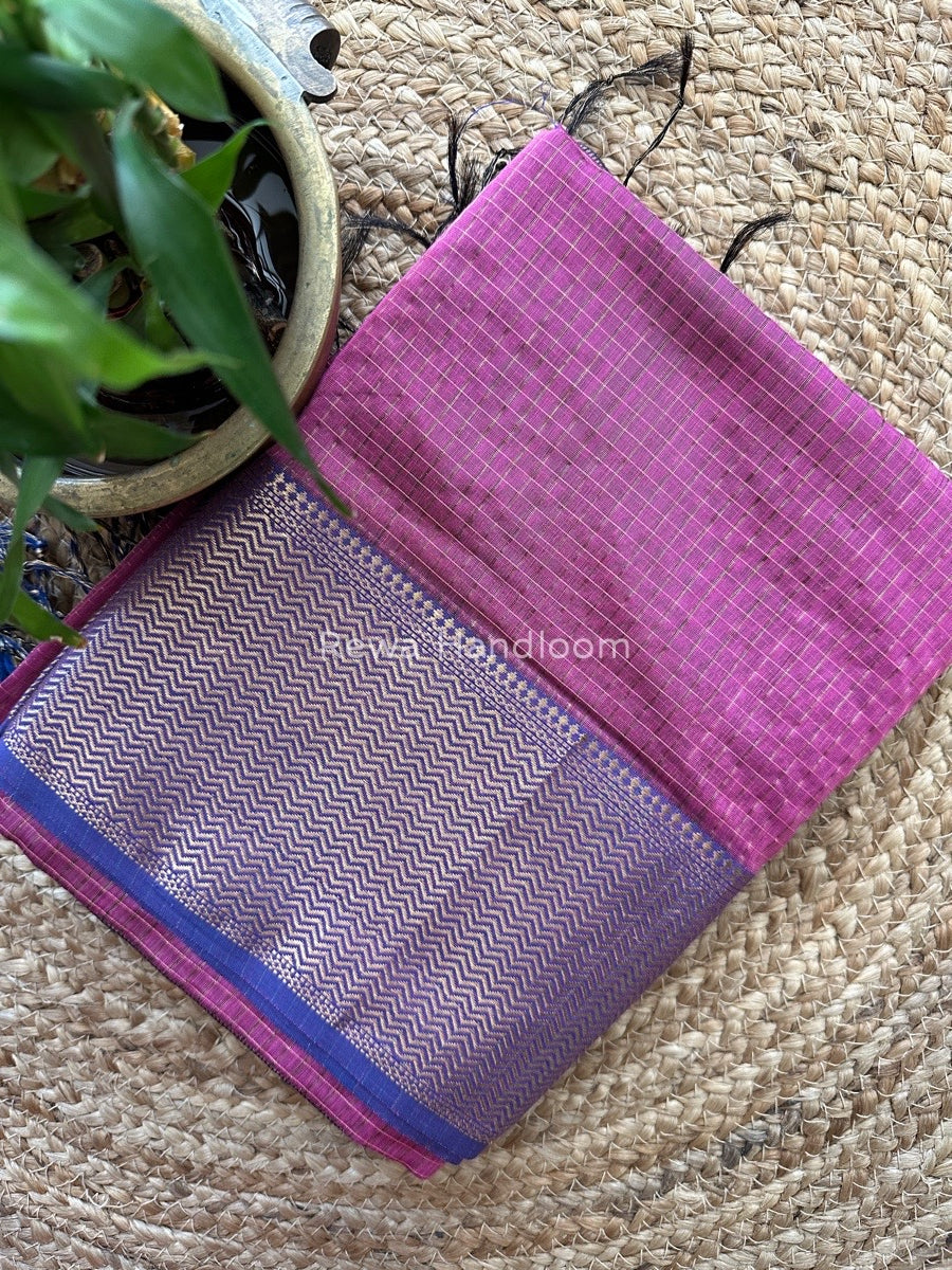 Maheshwari Onion Pink Skirt Checks Saree SCS014
