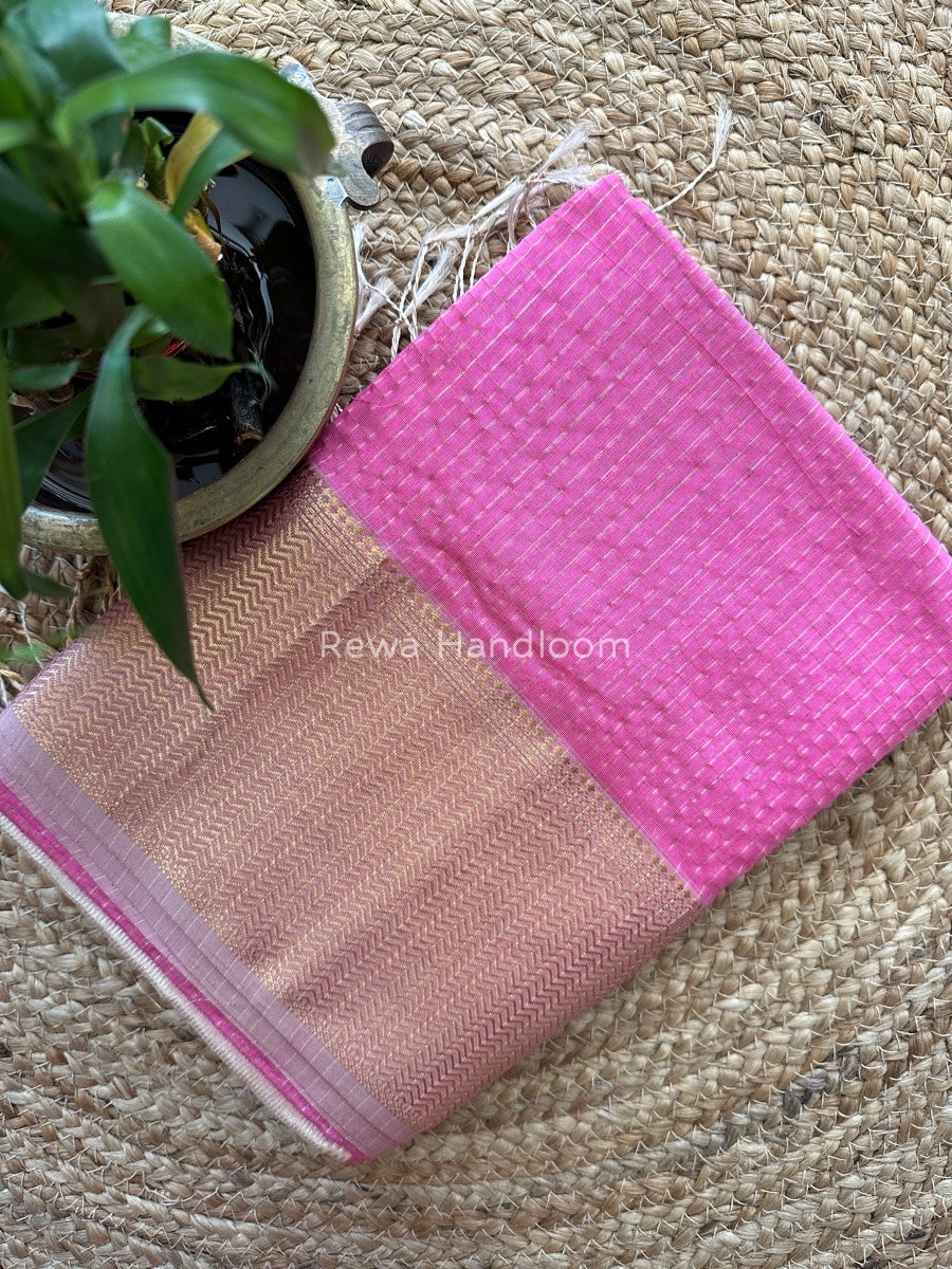 Maheshwari Pink Skirt Checks Saree SCS018