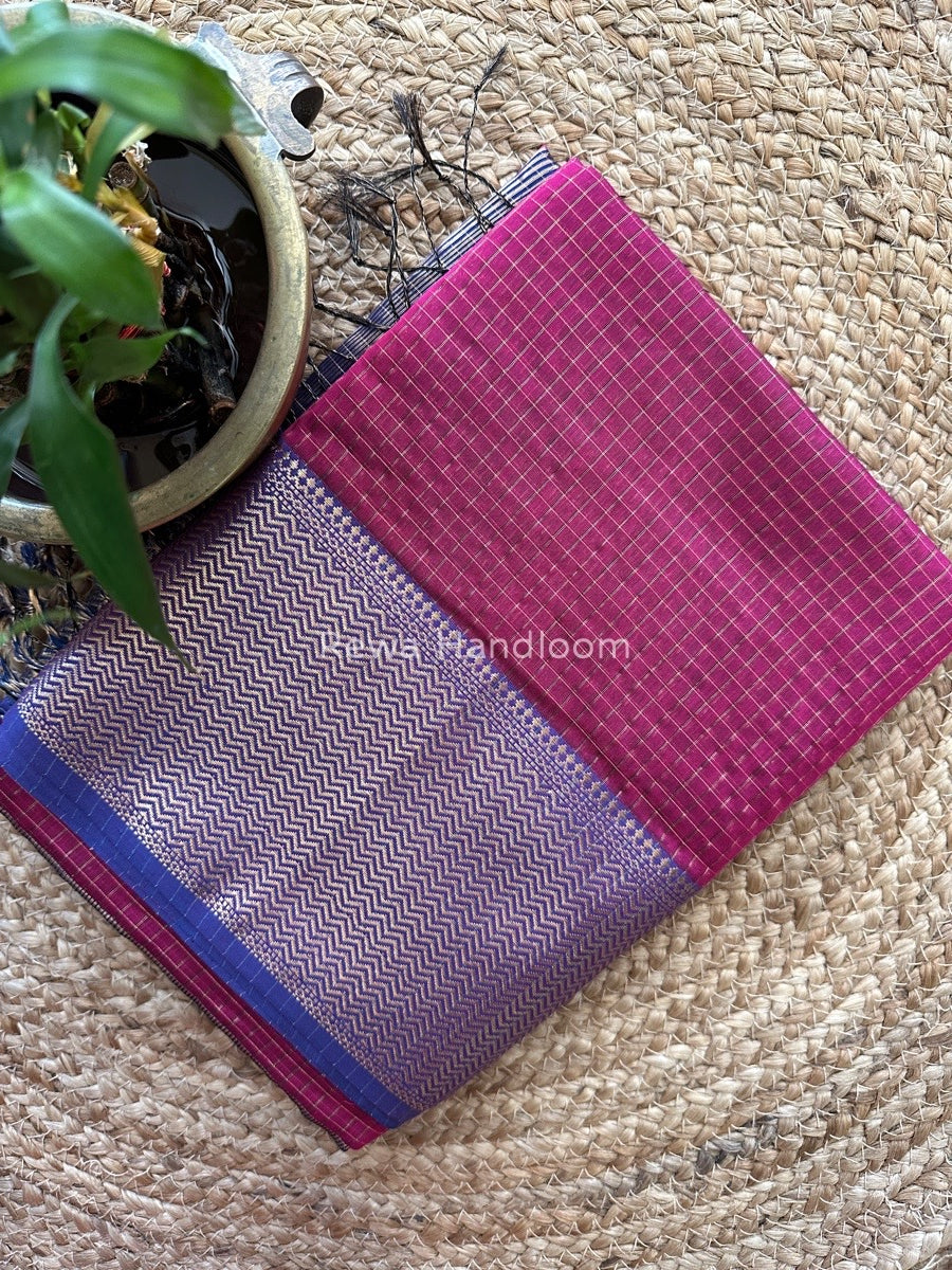 Maheshwari Magenta Skirt Checks Saree SCS020