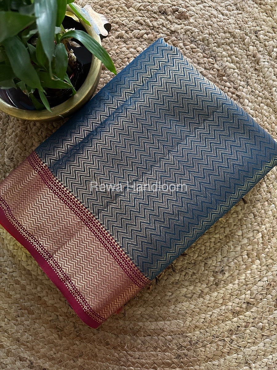 Maheshwari Rama Blue 4 Pedal Tissue Saree FBS01