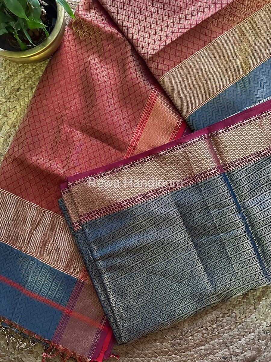 Maheshwari Rama Blue 4 Pedal Tissue Saree FBS01