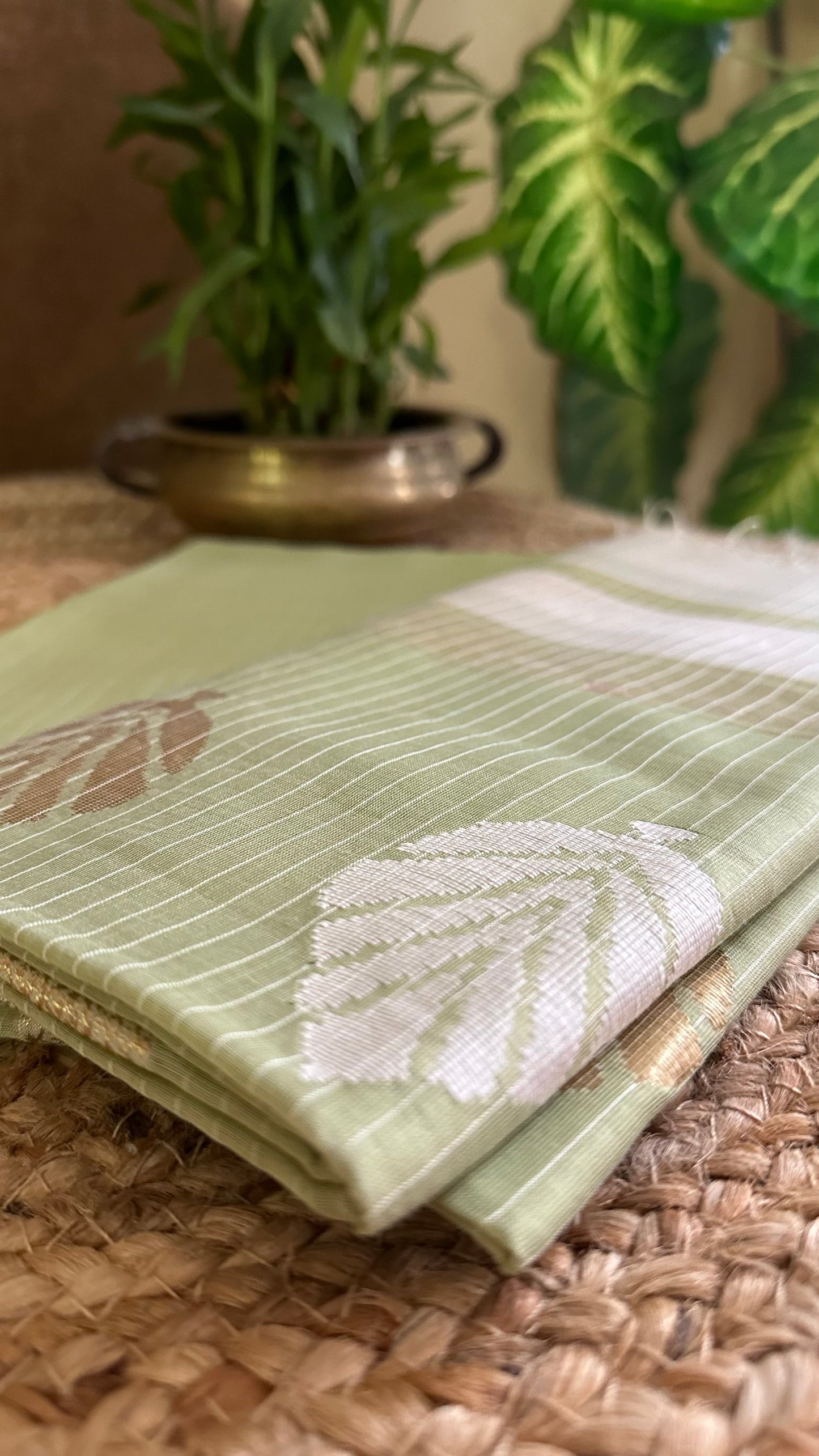 Maheshwari Pista Green - White Katan Top Dupatta Sets