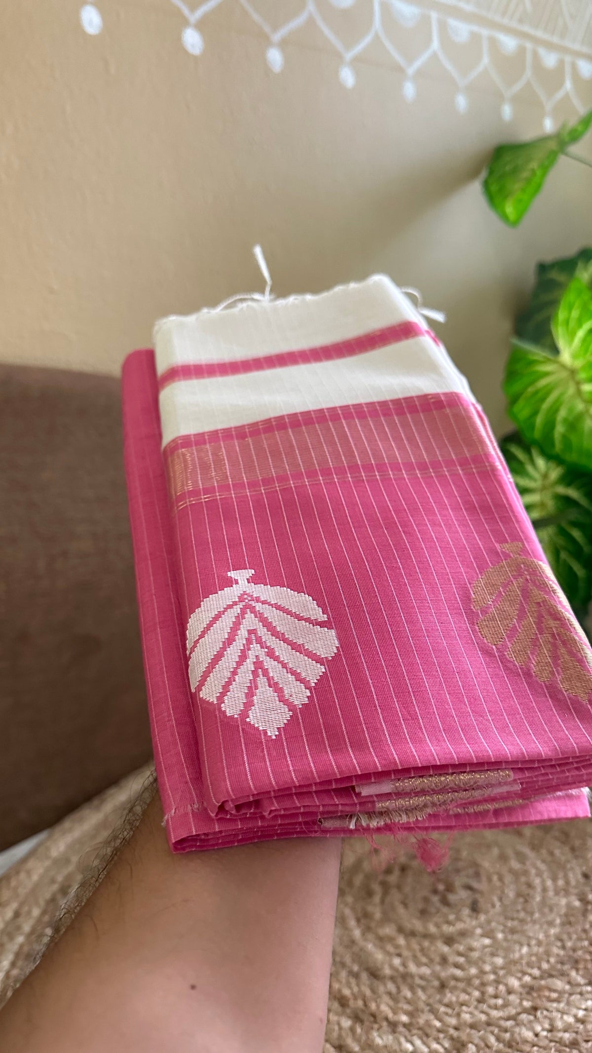 Maheshwari Pink - White Katan Top Dupatta Sets