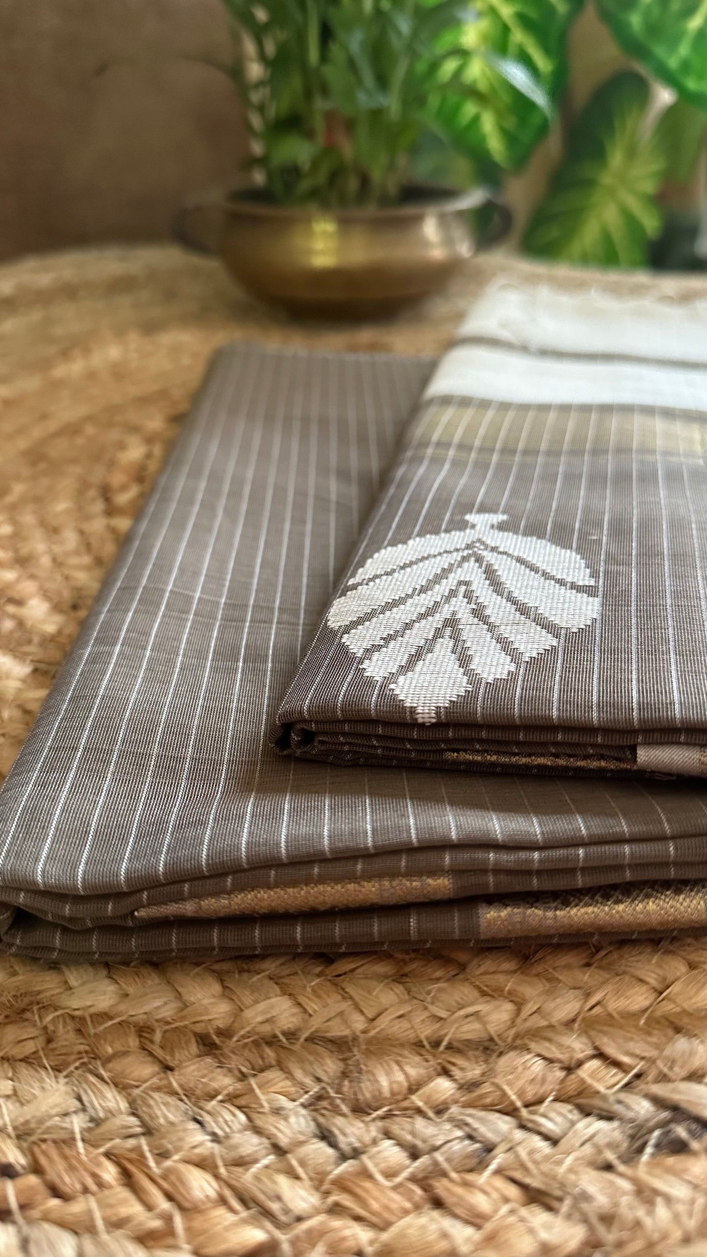 Maheshwari Grey - White Katan Top Dupatta Sets