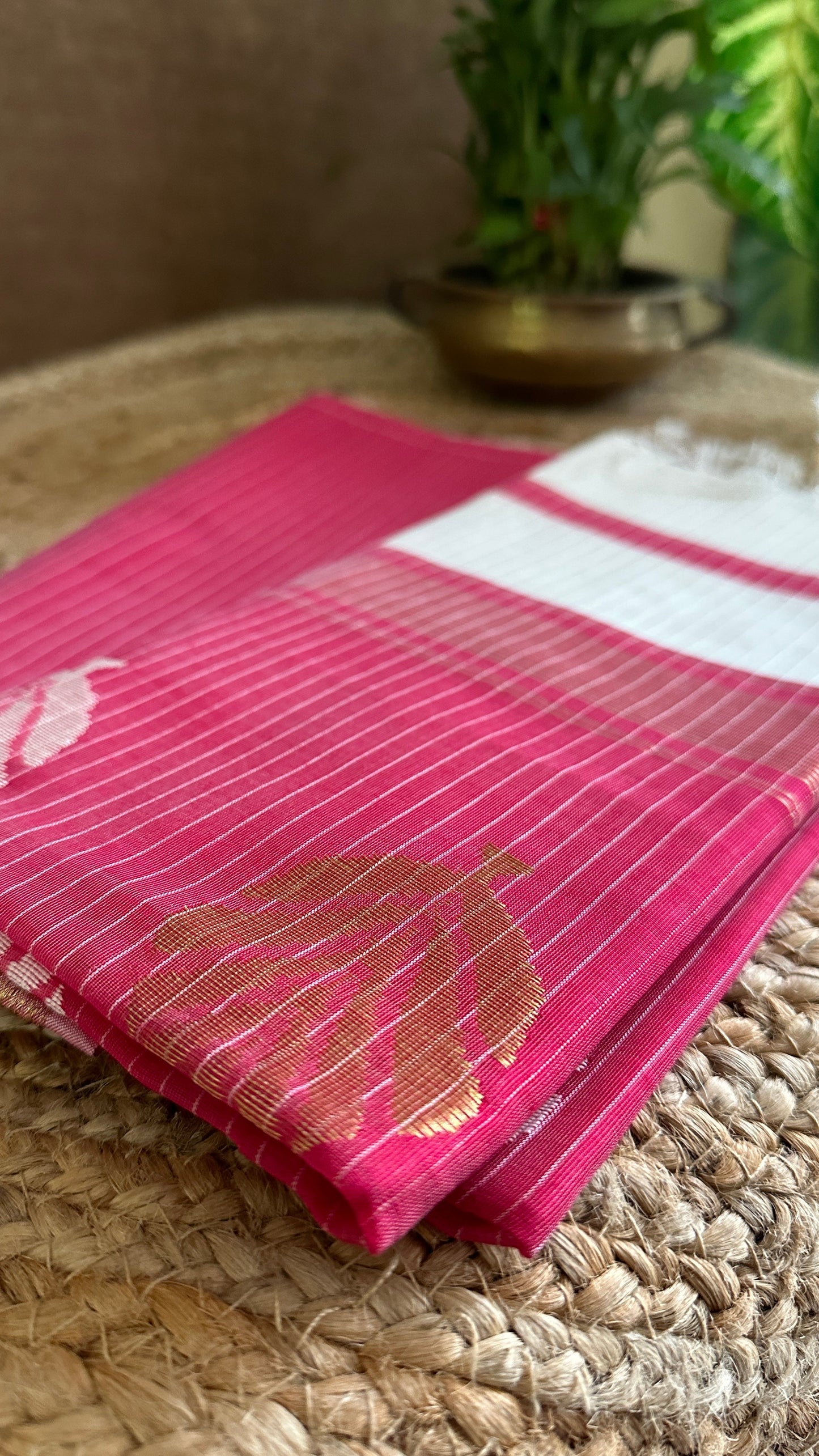 Maheshwari Pink - White Katan Top Dupatta Sets