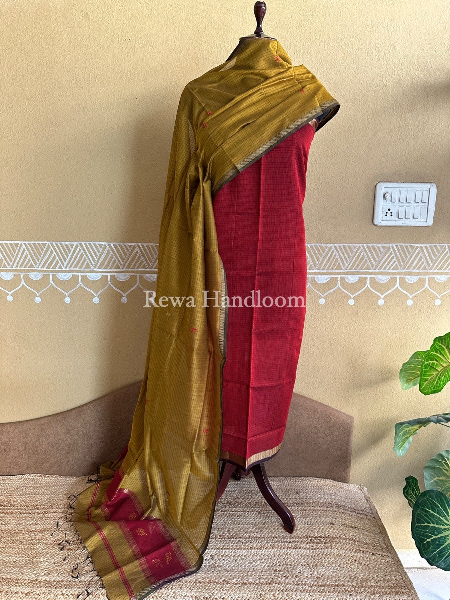 Maheshwari Patti Butti Top-Dupatta Set