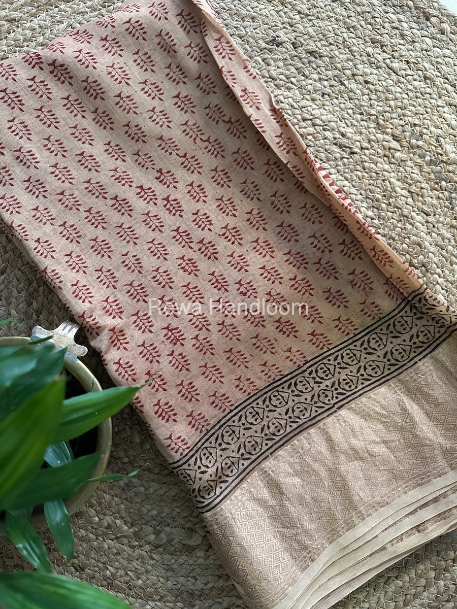 Maheshwari Peach Bagh Print Saree BPSS034