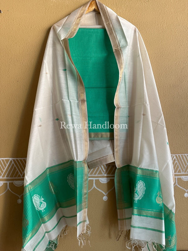 Maheshwari Peacock Buta-Buti Top-Dupatta Set