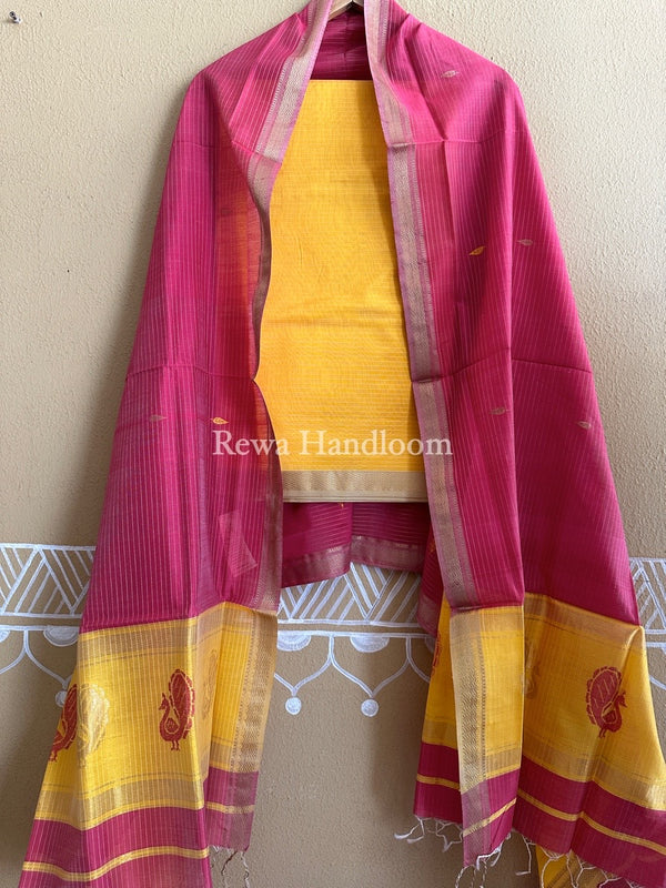 Maheshwari Peacock Buta-Buti Top-Dupatta Set