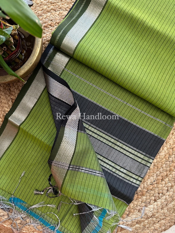Maheshwari Silver Zari border Saree