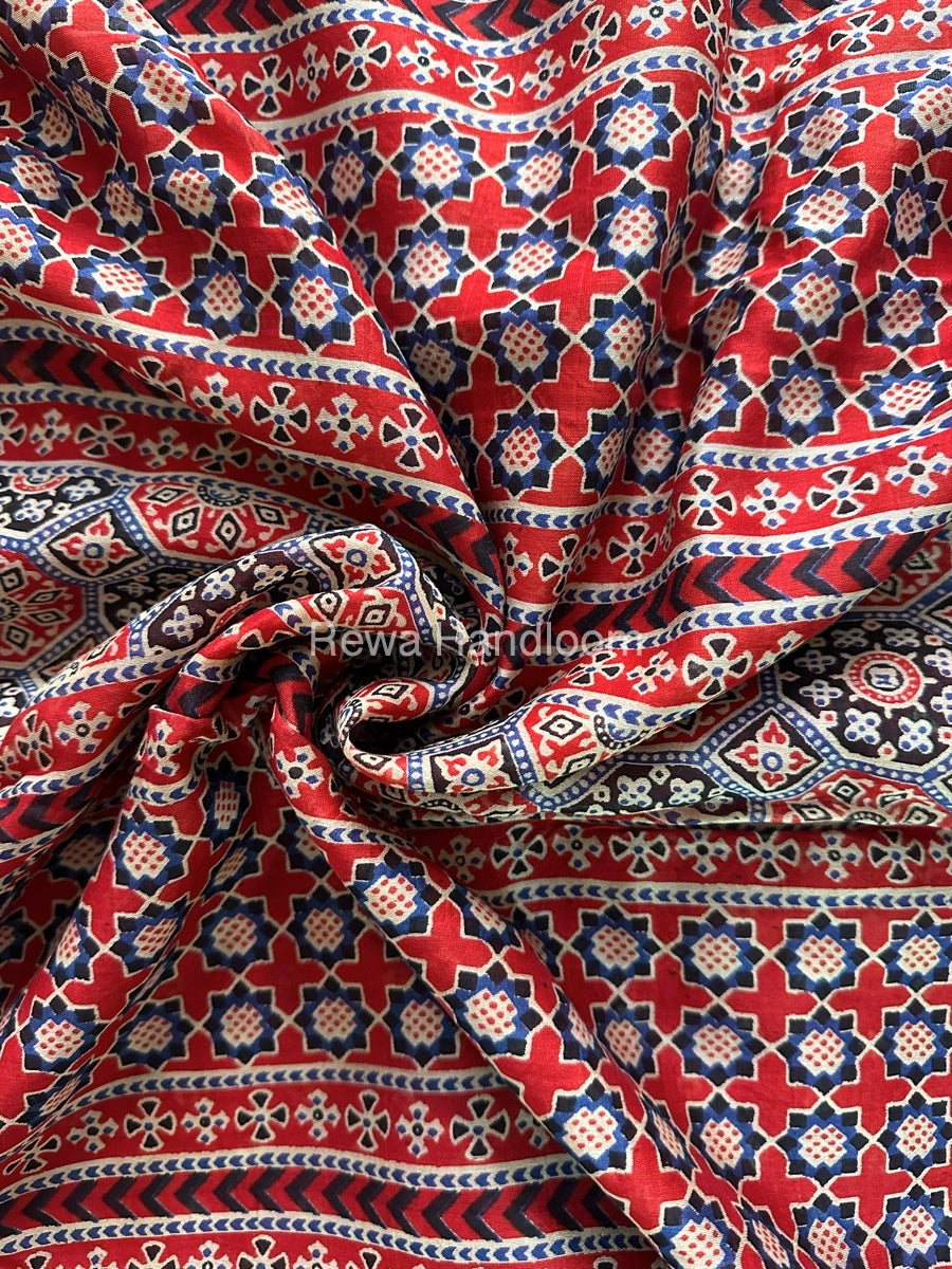 Blue-Red Chanderi Silk Saree CPS09