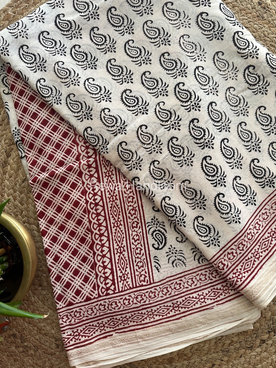 Bagh Print Mercerised Cotton Saree